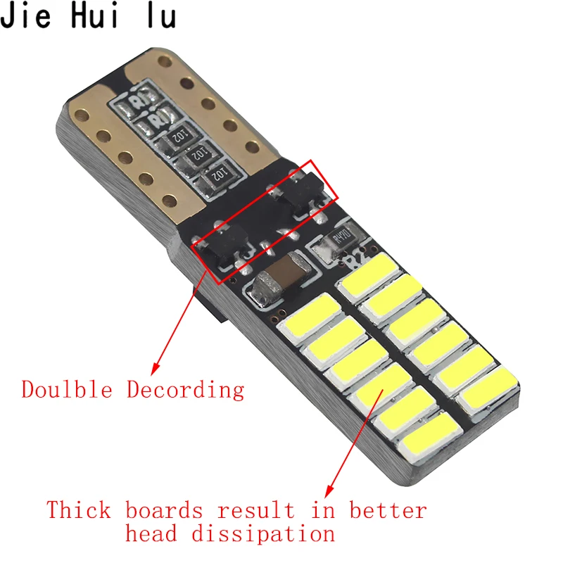 Светодиодные лампы 2x T10 W5W Canbus 12 В 24SMD белый светильник для чтения салона