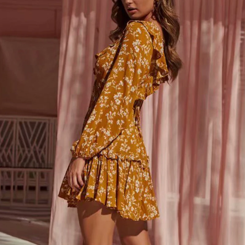 Элегантное летнее платье с цветочным принтом плиссированное Для женщин Boho Chic со