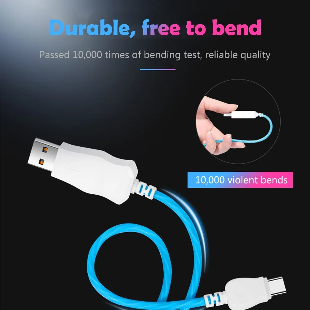 Светодиодный кабель для быстрой зарядки 3А для iphone X XS 7 8 6S Plus type C и все микро-usb для устройств на аndroid кабель для samsung Xiaomi huawei