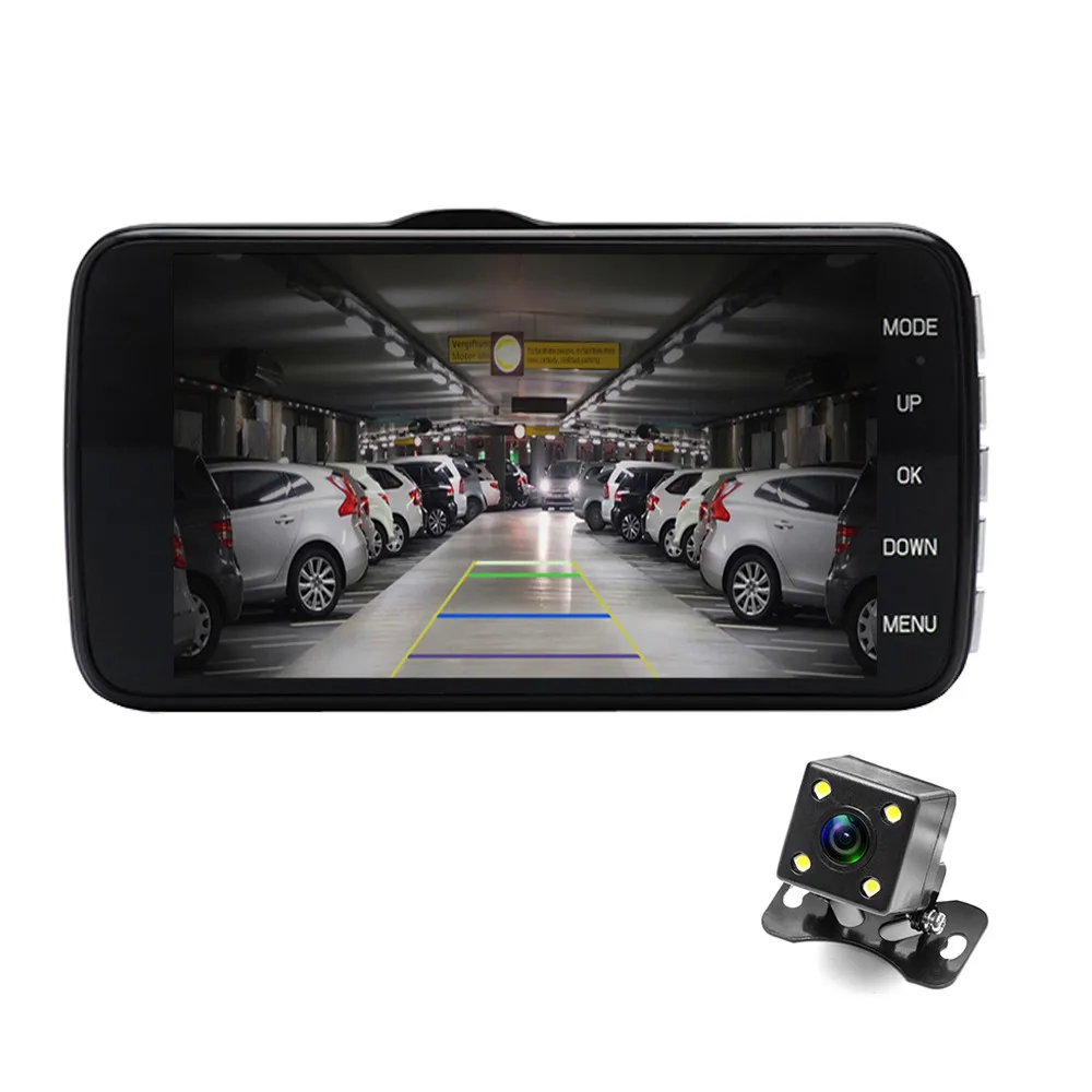 Lenvio HD 170 градусов Универсальный Автомобильный видеорегистратор DVR Dash камера Full HD 1080 P камера 4,0 дюймов ips Двойной Объектив Передняя и задняя запись видео