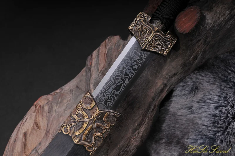 Ручной ковки китайский Хан меч сложенном Сталь орнамент лезвие дракона острый