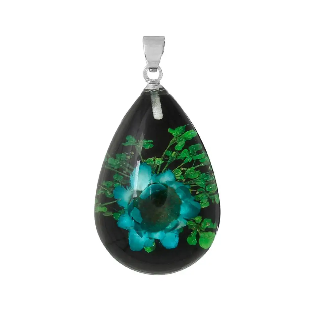 DoreenBeads полимерные шармы подвески черная капля цветочный узор 3 см (1 2/8 дюйма) x 18 0