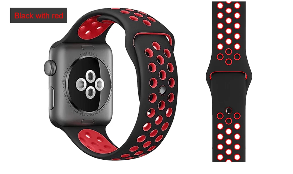 Модный спортивный силиконовый ремешок для часов apple watch 42 мм, 38 мм, 40 мм, 44 мм, браслет Nike+ Iwatch series 5/4/3/2/1
