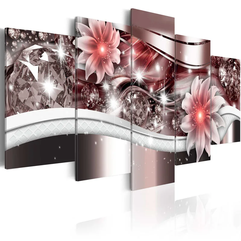 

Latest Wall Decor 5 Panel Modern Wall Art Home Decoration Painting Canvas Prints Pictures Abstract floral series/PJMT-6