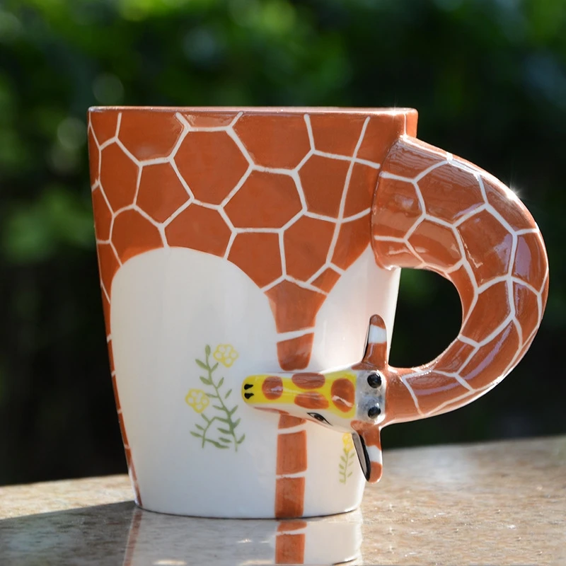 Мультяшные 3D чашки с животными керамические фарфоровые и для молока кофе чая