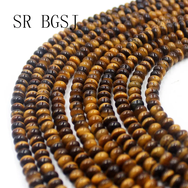 Free Shipping 4x6mm Rondelle Yellow Tiger Eye Natural Gems Stone Spacer Beads Strad 15&quot|Бусины| |