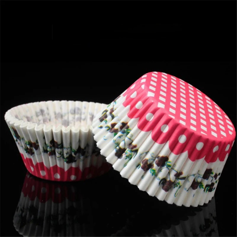 100 с цветочным рисунком в клетку форма для порционного кекса Бумага выпечки чашки