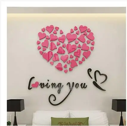 

small Loving couple warm 3D stereo acrylic wall stickers wallpaper living room entrance wall bedroom bedroom decorations