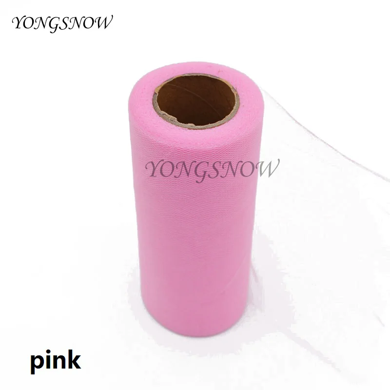 pink 25 ярдов/партия, 6 дюймов, тканевый Тюль в рулонах для свадьбы, украшение «катушка», ремесло, для дня рождения, вечеринки, для детского душа, Свадебный декор, принадлежности - Цвет: pink