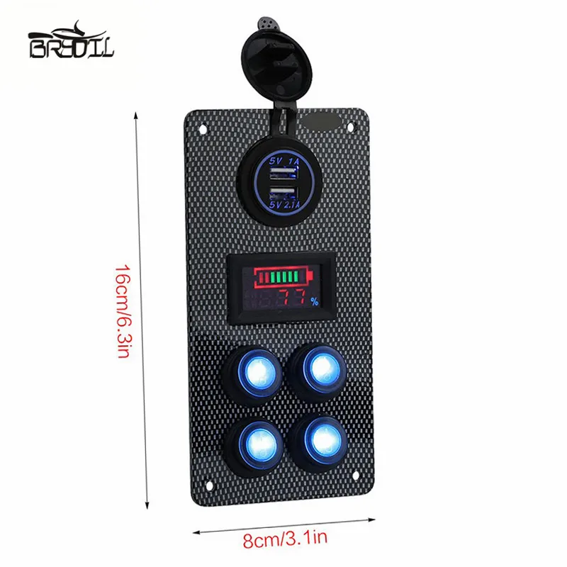 Автомобильная панель для лодки 4 банды светодиодная клавишная двойное зарядное