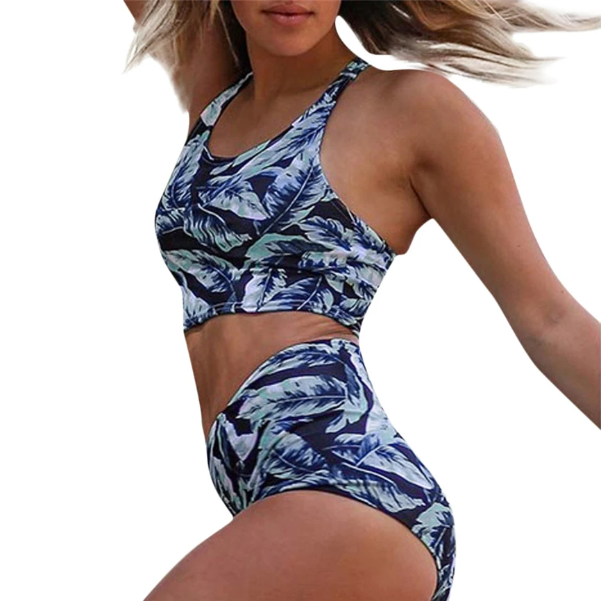 Женский купальник с высокой талией купальный костюм бюстгальтером подкладкой