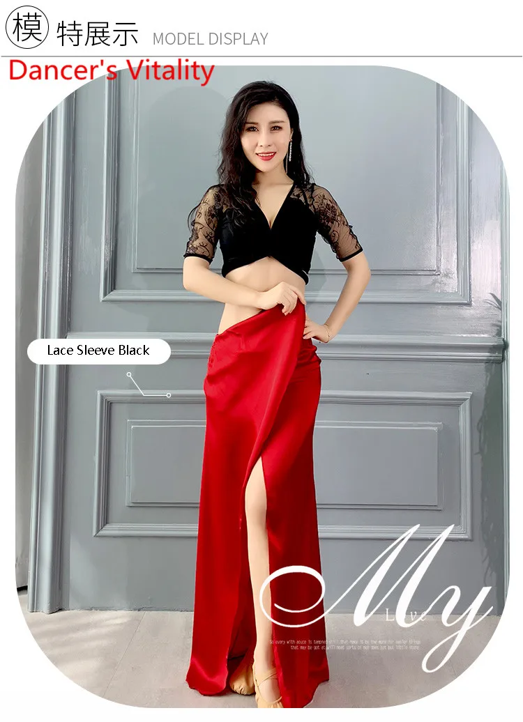 Belly Dance Top New Spring Summer Short Sleeve Sexy Lace Slim Fit Training Outfits Oriental Indian Dancing Competition Top