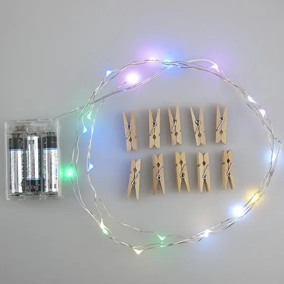 Натуральные мини деревянные зажимы для фотографий 4 м 40LED 20 деревенские деревянные колышки для демонстрации фотографий сказочные огни украшения для свадебной вечеринки