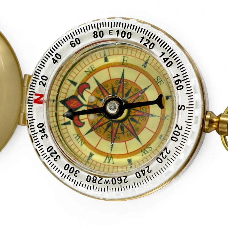 Бесплатная доставка походный портативный латунный Карманный Золотой компас с