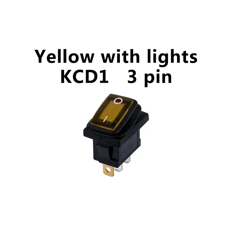 Yellow KCD1-101 Водонепроницаемый морской светодиодный кулисный переключатель 12V 24V 220V Светодиодный светильник на включение/выключение светильник ing 6A250VAC круглый тумблер - Цвет: Yellow
