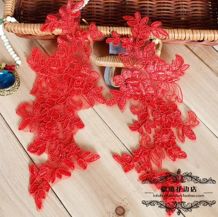 Лидер продаж! Кружевная аппликация для свадебных платьев 27*12 5 см 2 пары | Дом и сад