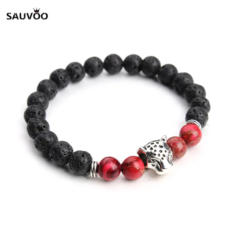 Мужской винтажный браслет Sauvoo с подвеской в виде головы леопарда | Украшения и