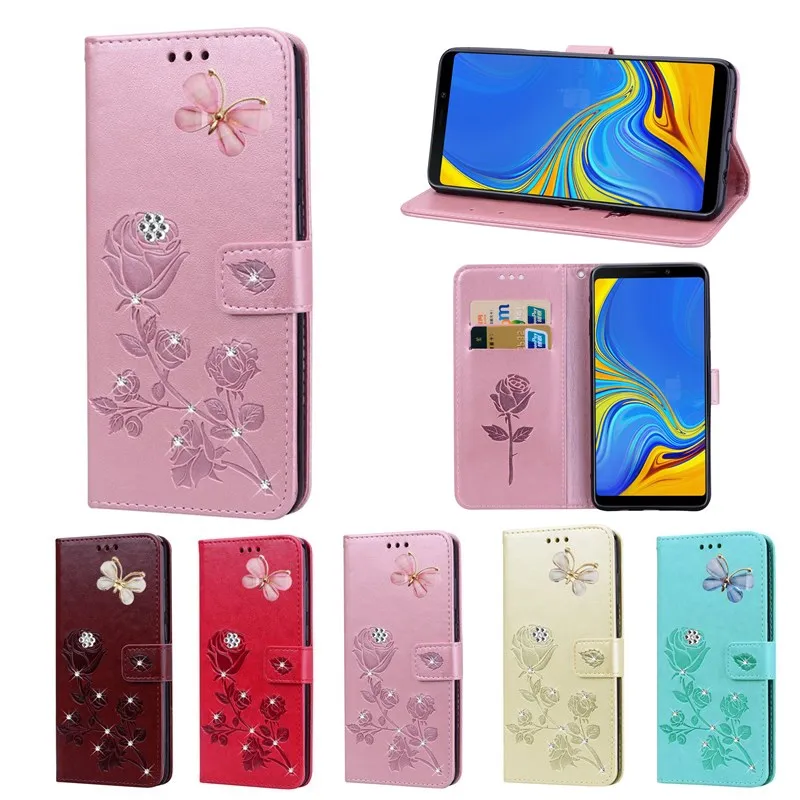 3D Блестящий кожаный чехол для Samsung Galaxy A10 A9 A7 2018 A6 A8 J4 J6 Plus J2 Pro S10E S10 S8 S9 задняя