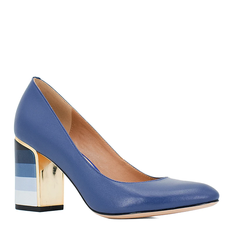 Dark Blue SOPHITINA/; туфли-лодочки из натуральной кожи; женские осенние модельные туфли без застежки с круглым носком на квадратном каблуке; элегантные туфли-лодочки ручной работы с закрытым носком; W10 - Цвет: Dark Blue