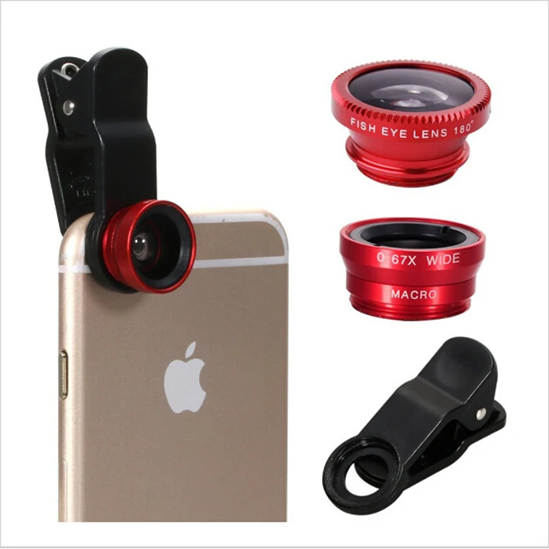 Универсальный 3 в 1 Рыбий глаз + клип рыбий смартфон Объективы для фотоаппаратов
