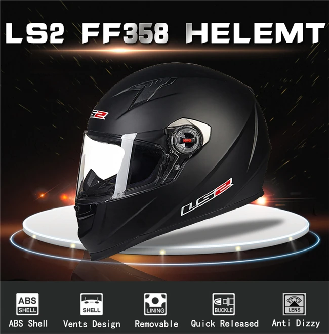 LS2 FF358 Полнолицевой мотоциклетный rcycle шлем добавить дополнительный Радужный объектив белый черный цвет мото шлемы LS2 Заводские оригинальные шлемы LS2