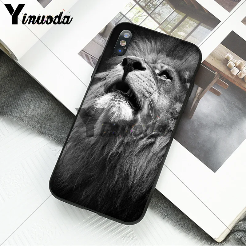 11pro MAX животные Лев умный чехол черный мягкий для телефона iPhone X XS 6 6S 7 7plus 8 8Plus 5 5S