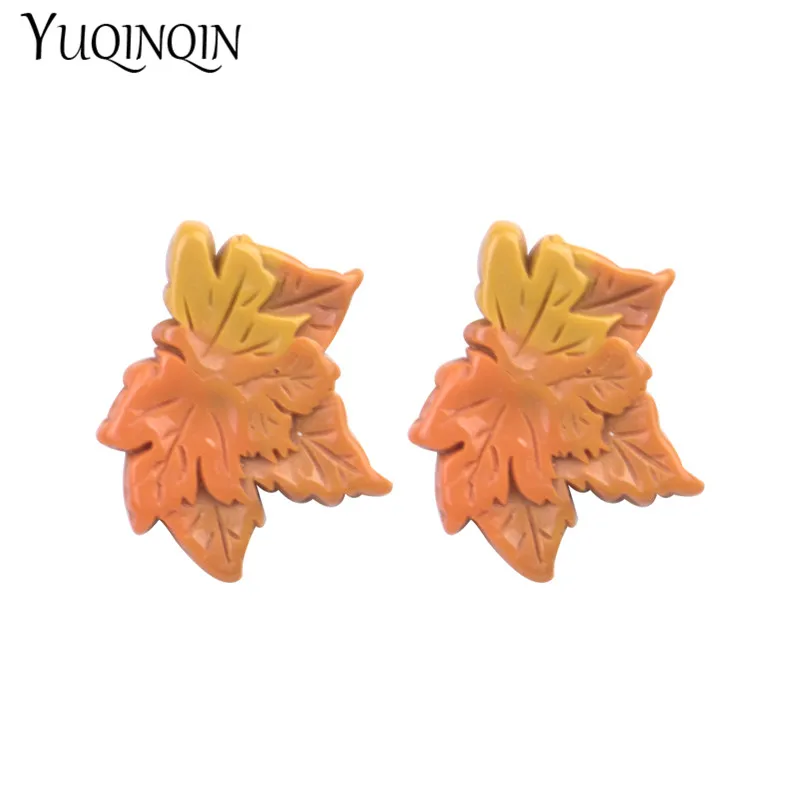 

Trendy Yellow Leaf Resin Fashion Earrings for Women Big Acrylic Drop Earring for Girls New Party Jewelry Brincos 2019