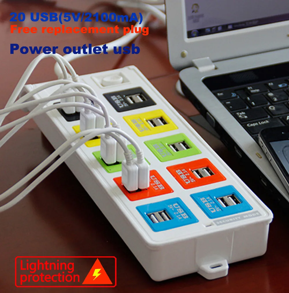

AU EU US In public places usb power strip with surge protection