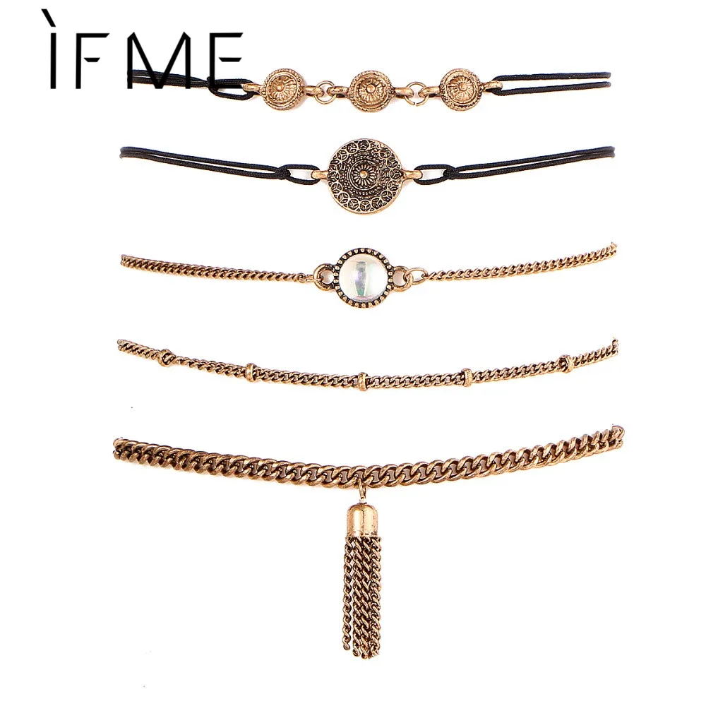 2017 винтажные Многослойные браслеты и для женщин античный золотой цвет цепи с