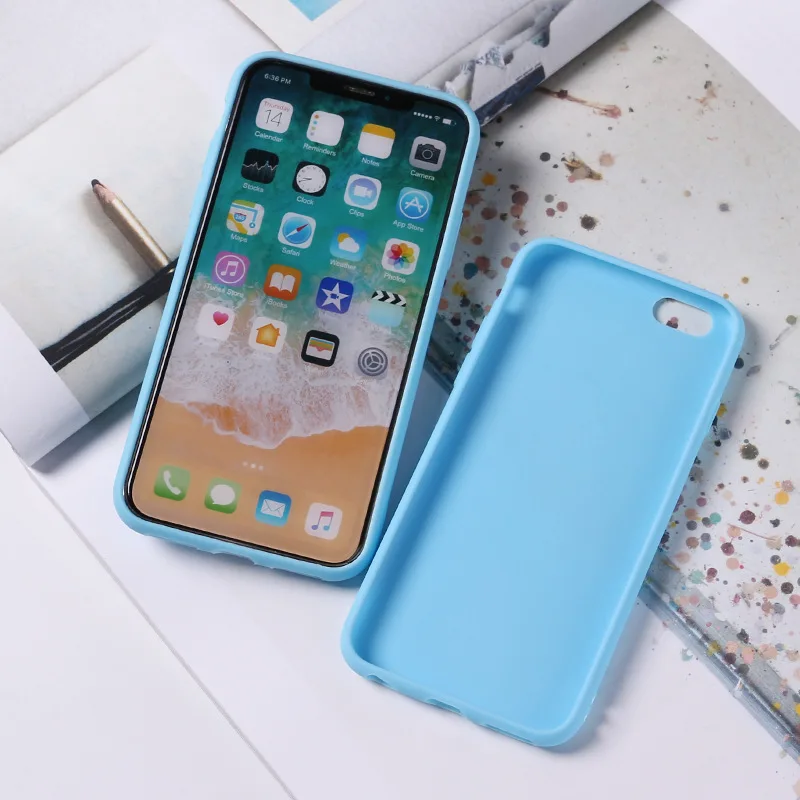 Простой матовый Силиконовый чехол для iPhone 7 6 6s 8 Plus Одноцветный мягкий из ТПУ X XR XS