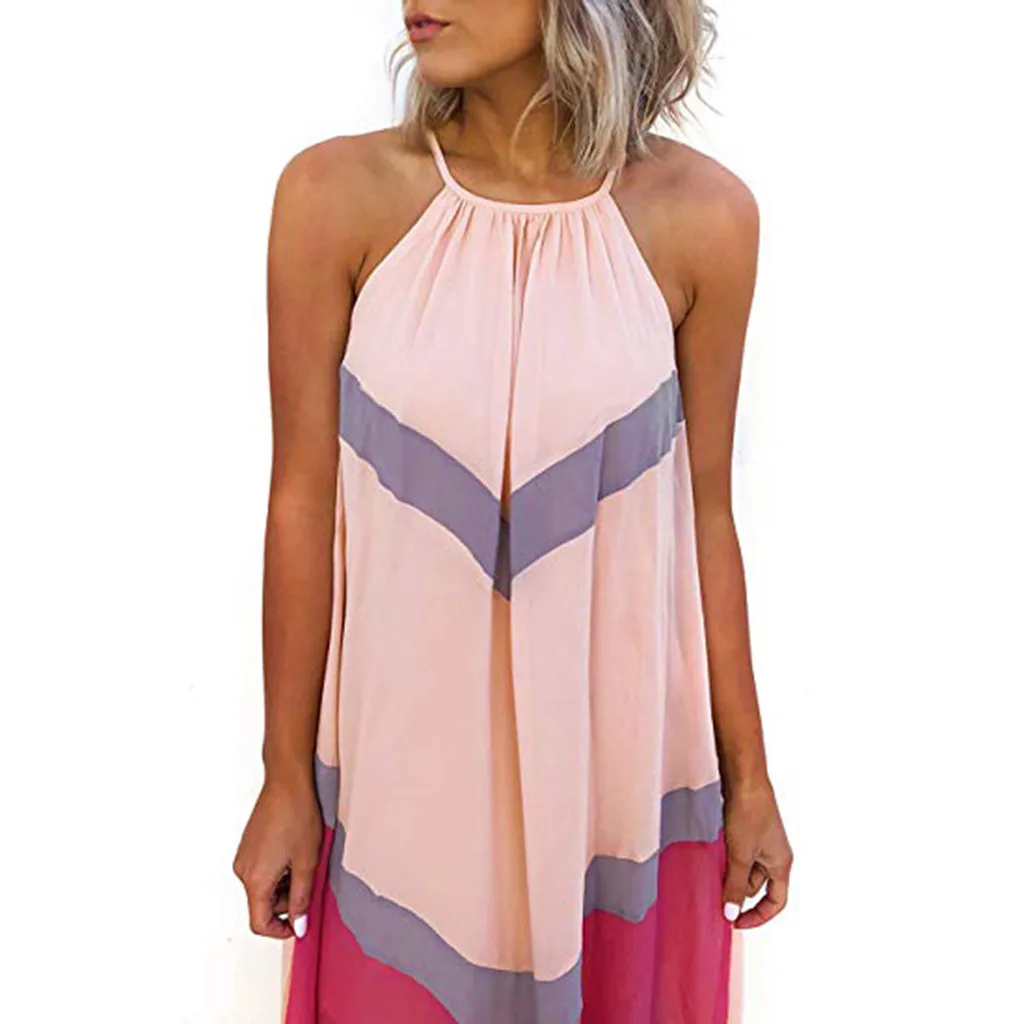 Летние платья повседневное модное элегантное платье женское с лямкой на шее в