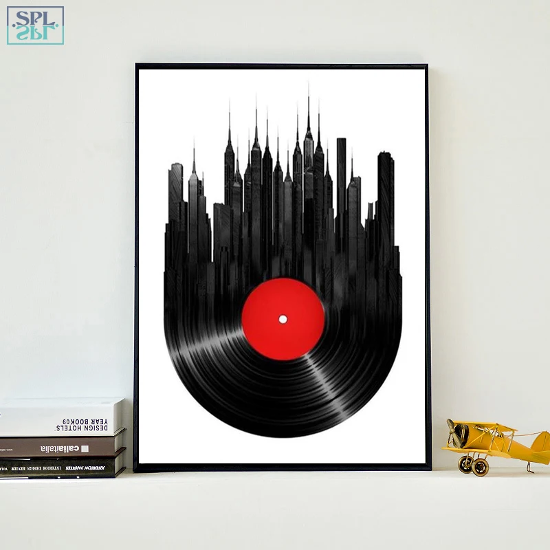 SPLSPL Современное украшение Настенная картина креативный Черный CD Музыка