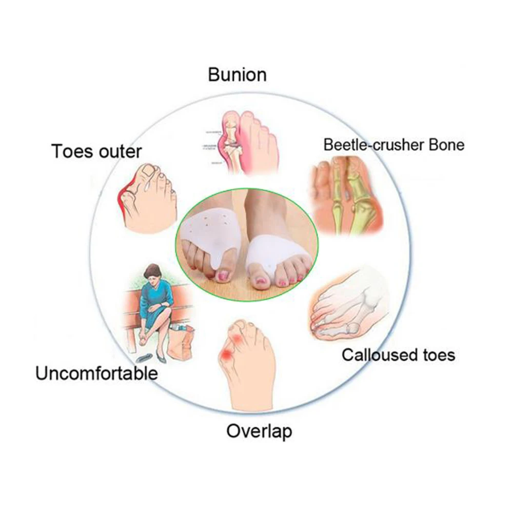 

2pcs/pair Silicone Gel Foot Fingers Toe Separator Thumb Valgus Protector Adjuster Guard Feet Care