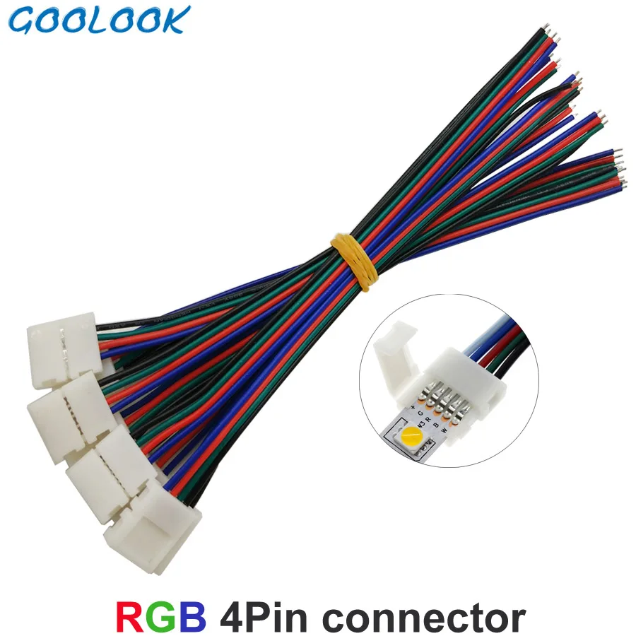 Фото 10x 4pin 10MM RGB Led Connector Wire Female Cable For 5050 SMD Strip Light Обустройство дома 10x 4pin 10MM RGB Led Connector Wire Female Cable For 5050 SMD Strip Light Обустройство дома
