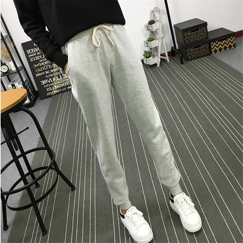 Light gray Jielur летние женские штаны длинные штаны для фитнеса женские мягкие брюки для отдыха для женщин одноцветные повседневные штаны-шаровары на шнурке брюки женские летние m-xxl - Цвет: Light gray