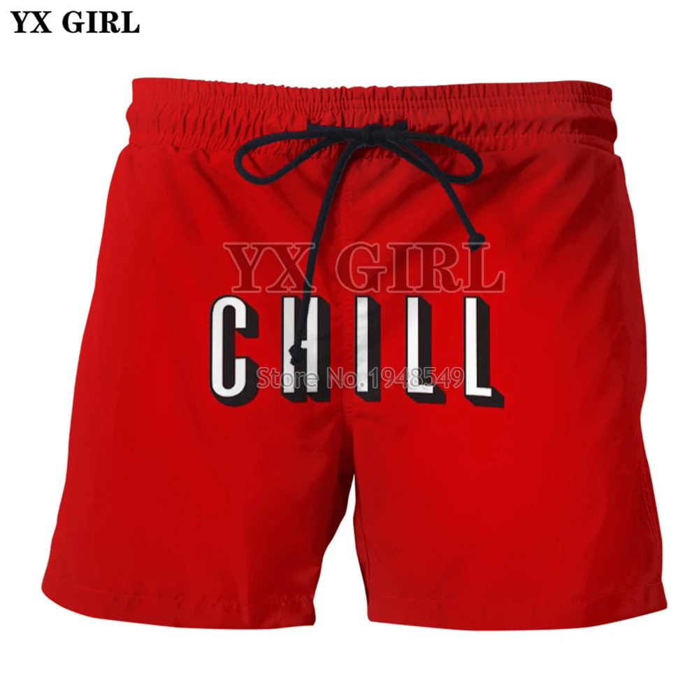 Прямая поставка от YX GIRL Новинка лета 2018 стильные мужские шорты Chill с 3D принтом