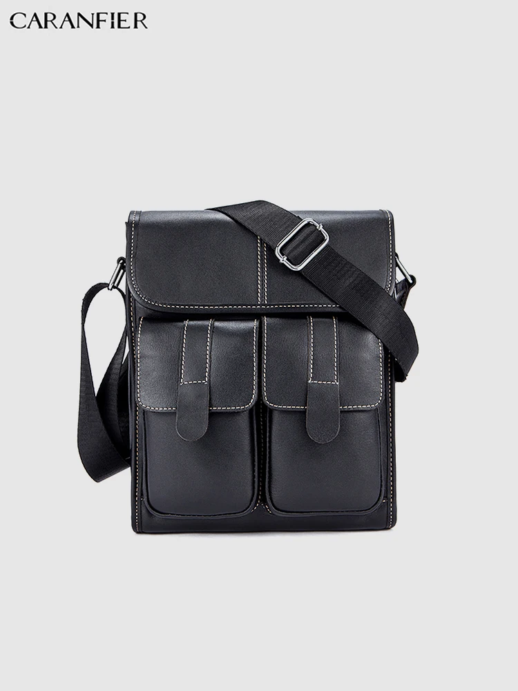 CARANFIER Mens Travel Bags Genuine Cowhide Leather Solid Shoulder Vintage Crossbody Quality Bookbags Mochila Masculina | Багаж и сумки
