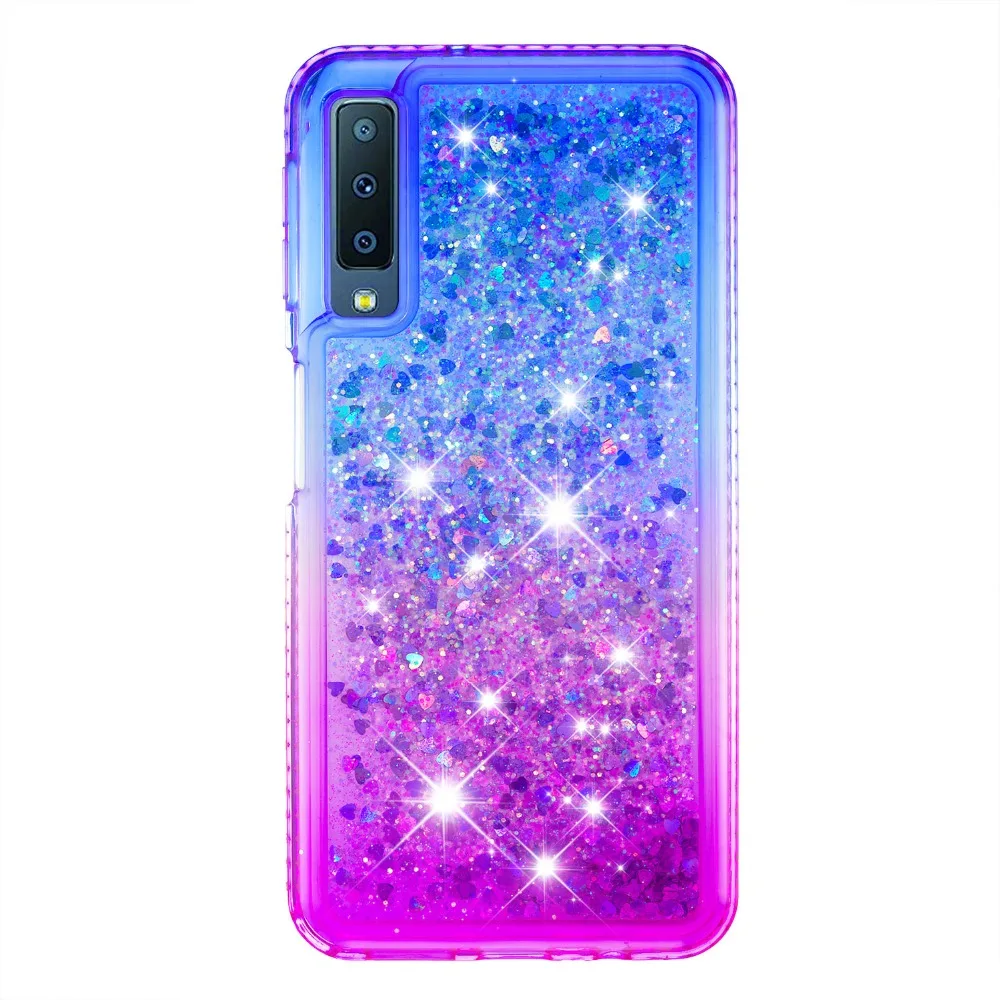 Блестящий силиконовый чехол со стразами для Samsung Galaxy A7 2018 A750 блестящий плавающий