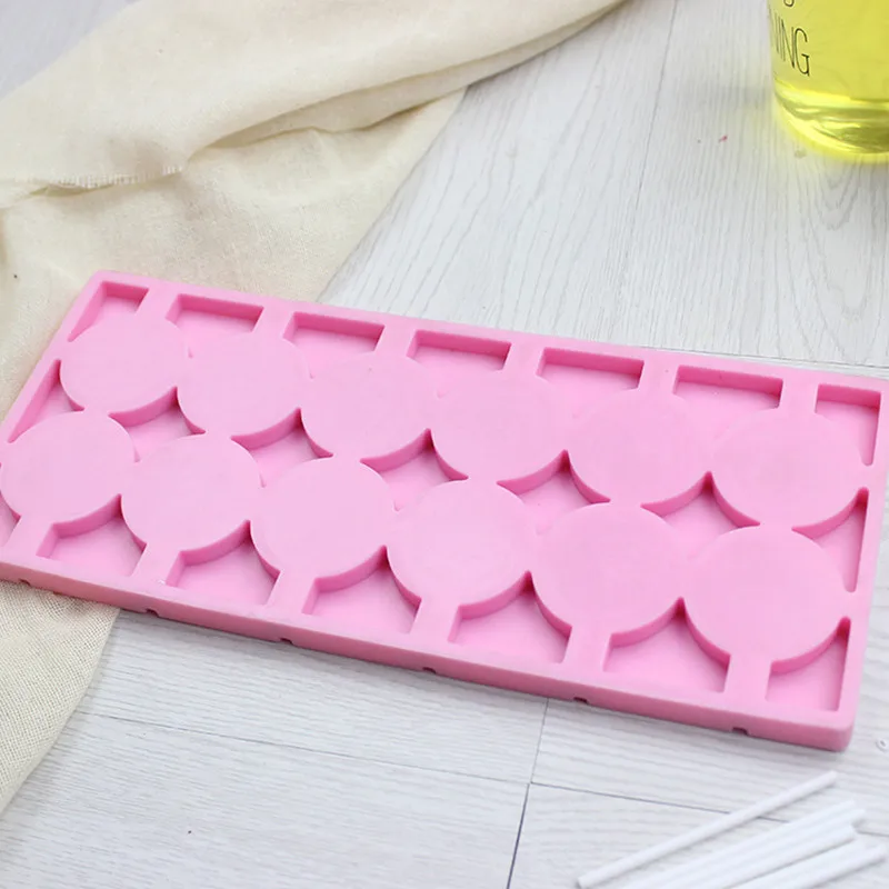 3D леденец плесень 12 отверстий с шт. Щупы для мангала DIY Фондант Торт Круглые