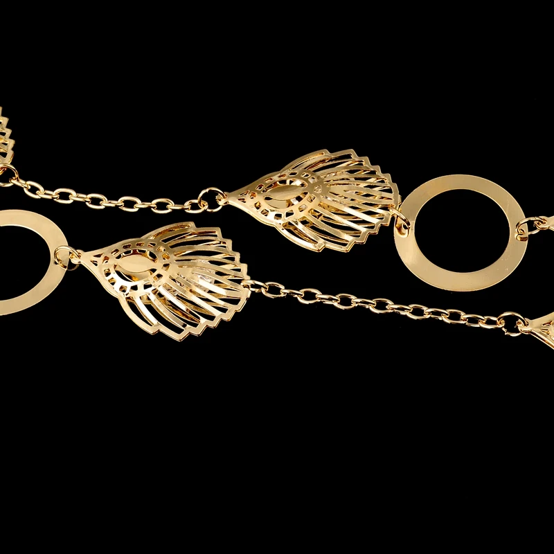 Привлекательное длинное женское ожерелье с золотым и серебряным покрытием