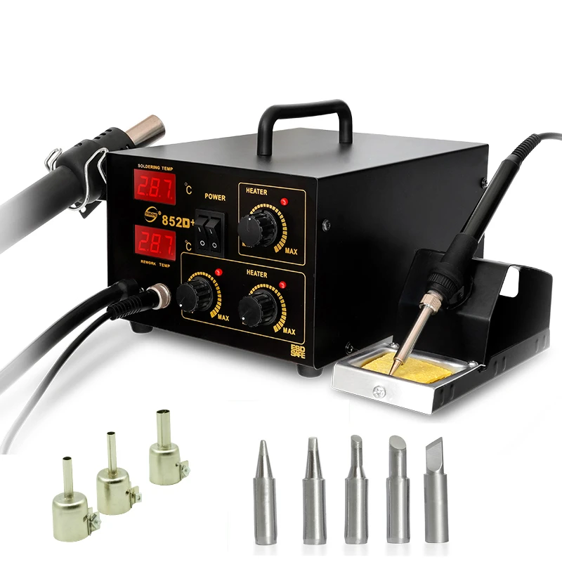 Yaogong 852D горячего воздуха цифровой паяльная станция smd нагреватель паяльника