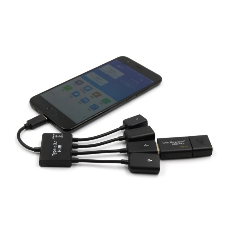 4 в 1 Тип с разъемами типа C и Micro USB OTG концентратор Питание Многофункциональный usb