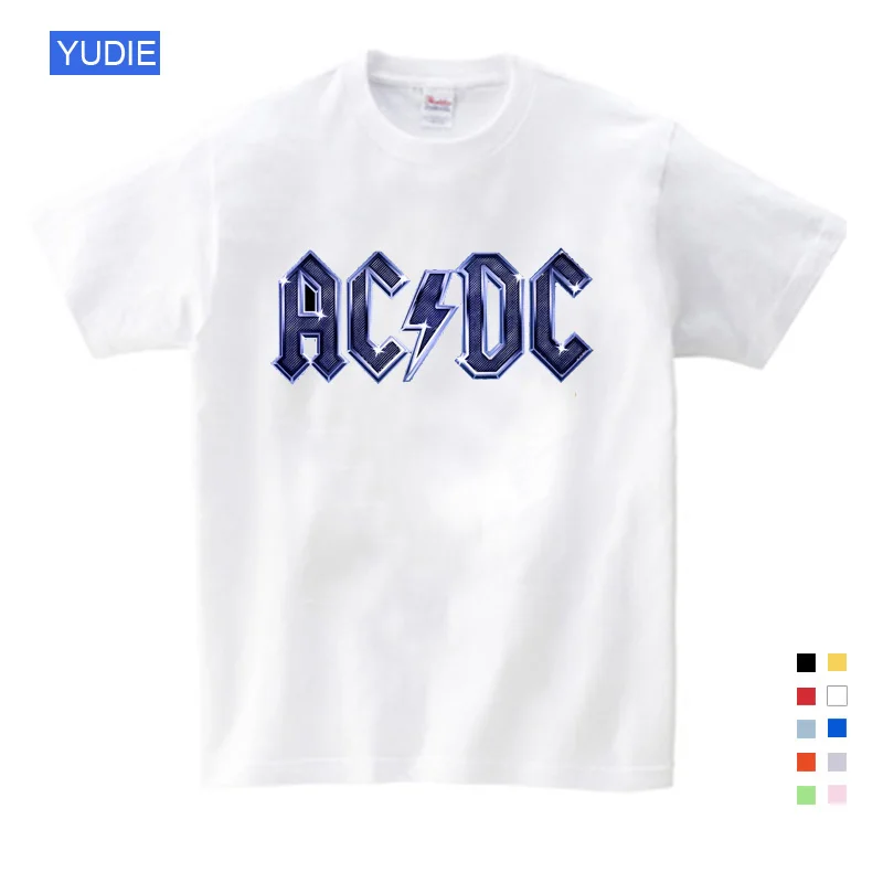 ACDC, Детская футболка детская ACDC футболка в стиле рок, Повседневная футболка с короткими рукавами для мальчиков и девочек, детские топы унисекс, одежда для малышей YUDIE