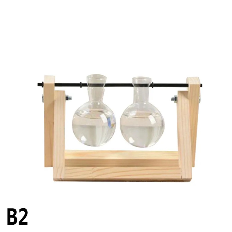 Wooden Tray-B Гидропонная ваза для растений цветочный горшок с деревянной рамкой прозрачная ваза для цветов стеклянный шар Настольный бонсай DIY пейзаж украшение дома - Цвет: Wooden Tray-B