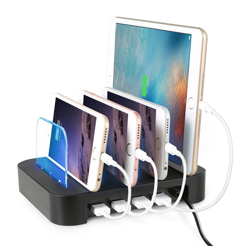 Профессиональная зарядная станция 4 USB Зарядка адаптер держатель смартфон