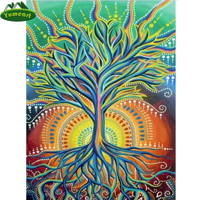YUMEART 5D алмазная вышивка сделай сам абстрактное дерево полноразмерная Алмазная