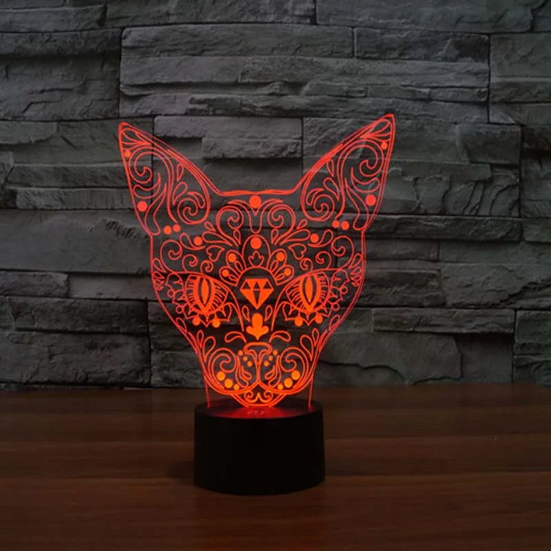 Ночник с 3D рисунком кошки настольная лампа внутренний сенсорный светодиодный