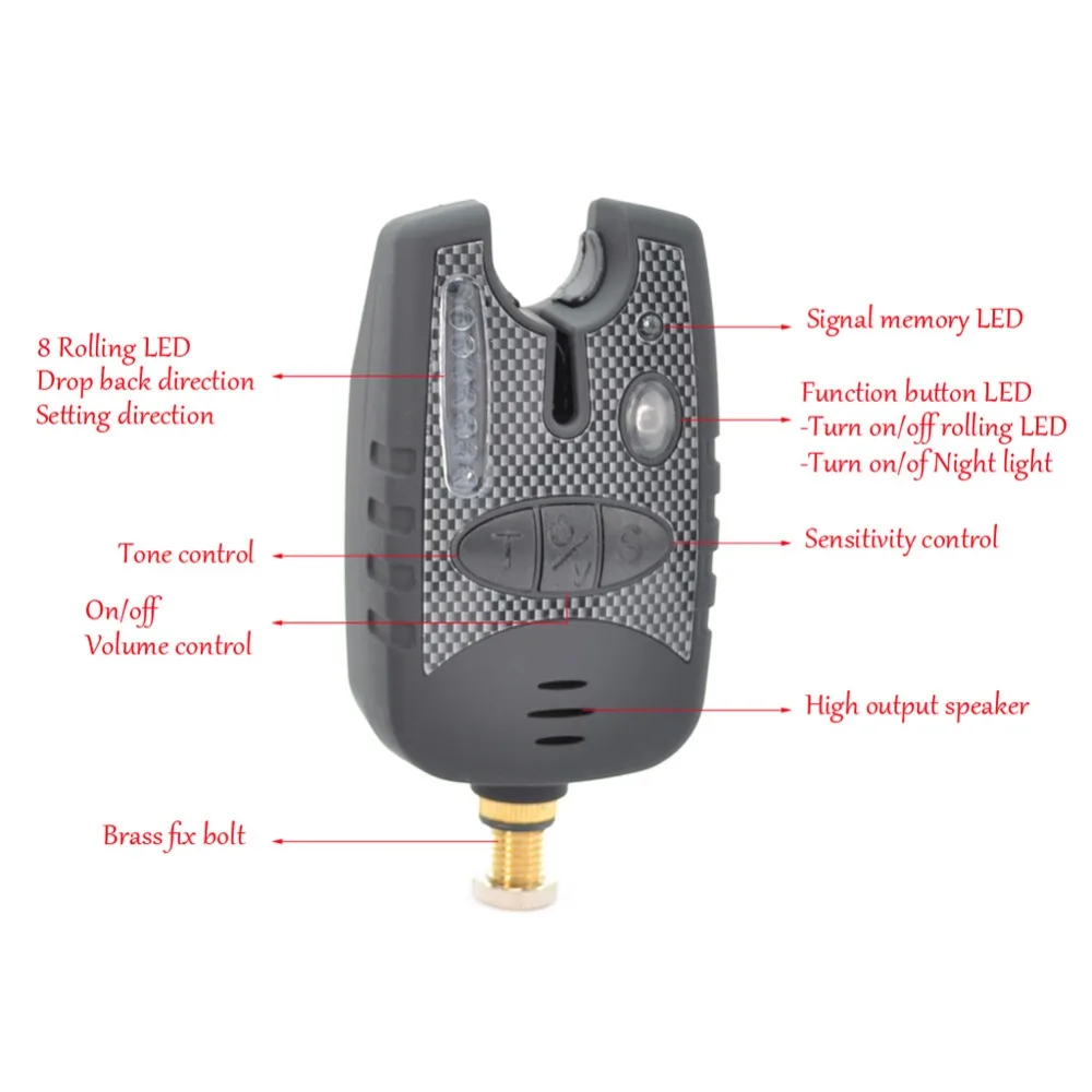 Hirisi Carp fishing bite alarm 8 LED with fishing swingers indicator for carp fishing