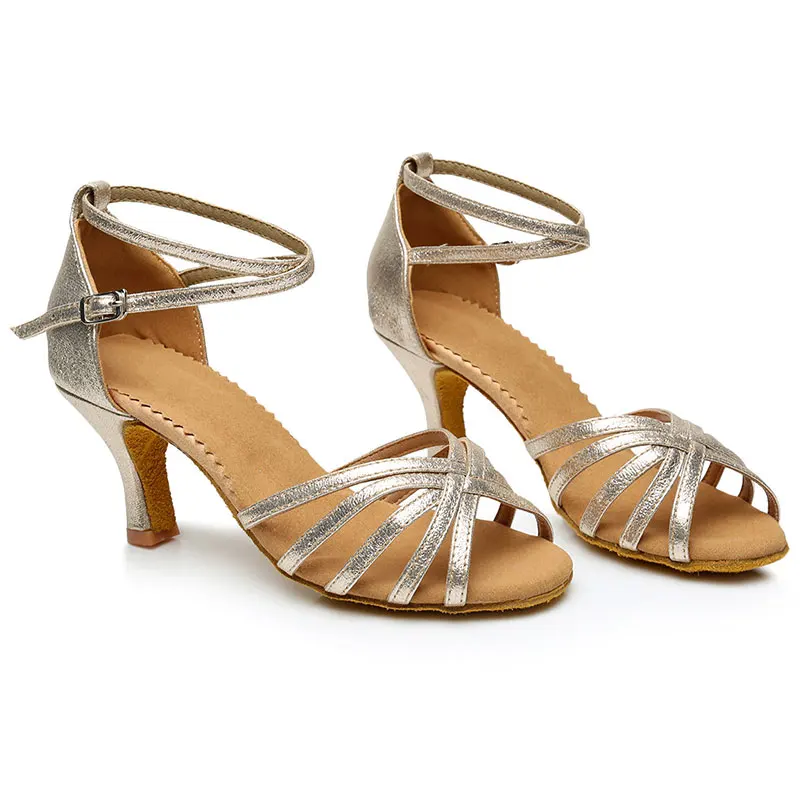 Новые женские бальные туфли для латинских Танго танцевальные с открытым носком и
