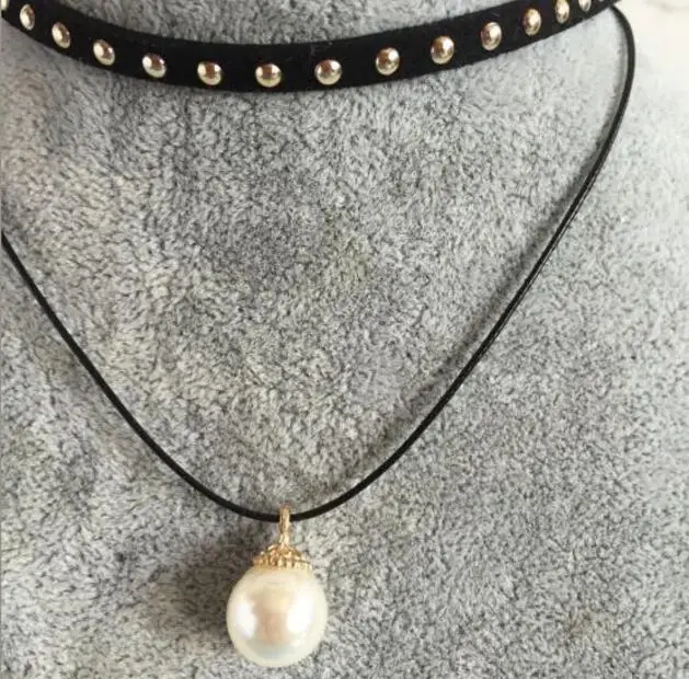 x 198 2021 Hot Fashion Gothic Punk Velvet With Rivet Imitation Pearl Pendant Necklace Female Jewelry Lover Friend Most Beautiful | Украшения
